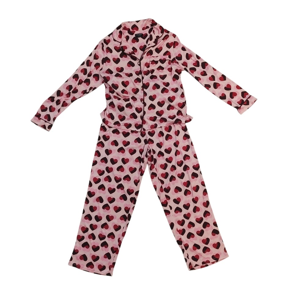 Kate Spade Multy Heart Pajama Set Pink Red Hearts Novelty Print Valentine Size M - Picture 2 of 8